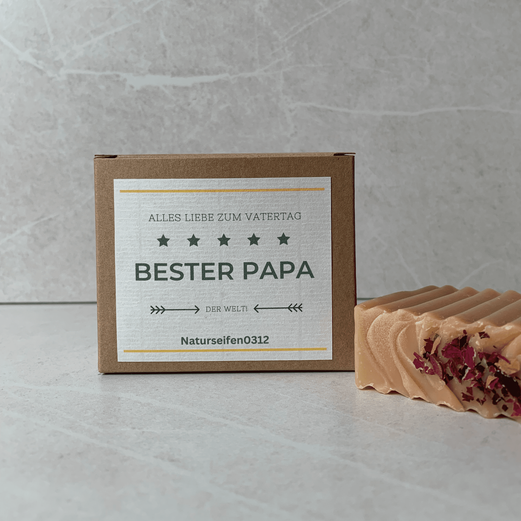 Geschenkschachtel für Seife mit der Etikette Bester Papa