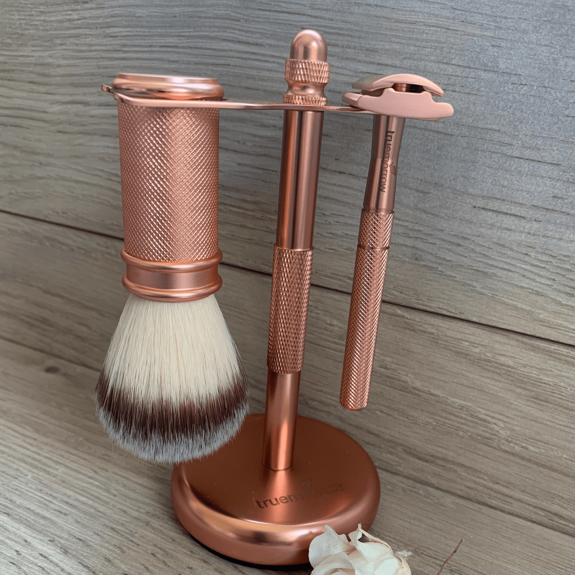 Rasierset Rosegold, Rasierhobel, Pinsel, Rasierständer